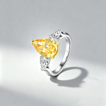 Venlis.V 3.00 ct Pear Cut Yellow Diamond Three-Stone Ring