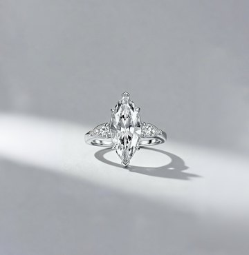 Venlis.V 5.00ct Marquise Cut Diamond Three Stone Ring with 0.50 ct Pear Cut Wings