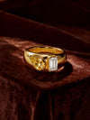 2.00 ct Pear Cut Yellow Diamond & 2.00ct Emerald Cut Diamond Modern Band