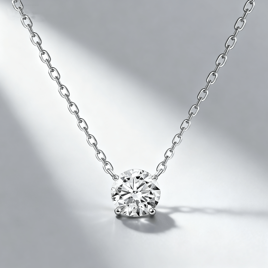 Atelier Classic 1.00 ct Brilliant Round Cut Diamond 4-Prong Pendant Ne ...