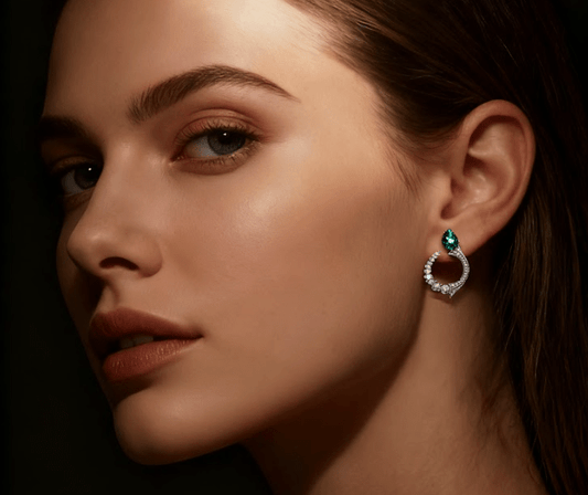 2.00ct Paraiba Tourmaline Pear-Cut Teal Gemstone & Diamond Crescent Earrings