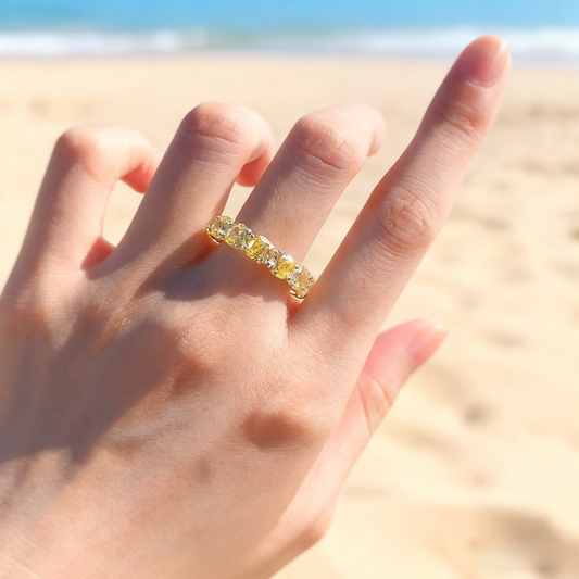 Venlis.V 0.50 ct (9.00ct in total) Yellow Cushion Cut Full Eternity Diamond  Ring