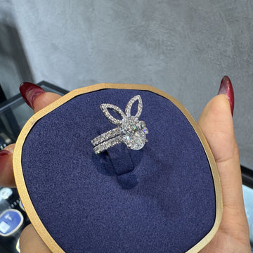 The White Rabbit Candy x Mia Liora Lab-Grown Diamond & Bunny Ear Stacking Ring Set in 9K Solid Gold