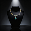 2.50ct Ocean Blue Paraiba and Lab Grown Diamond Azure Luminance Halo Necklace