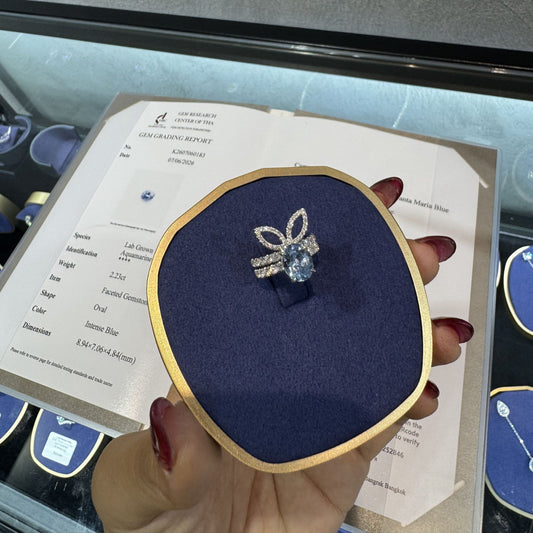 The White Rabbit Candy x Mia Liora Lab-Grown Aquamarine & Bunny Ear Stacking Ring Set in 9K Solid Gold