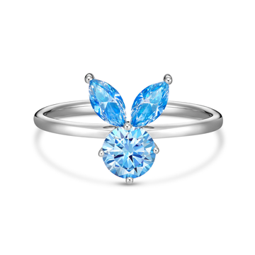 The White Rabbit Candy x Mia Liora Blue Moissanite Adult Ring in 925 Sterling Silver