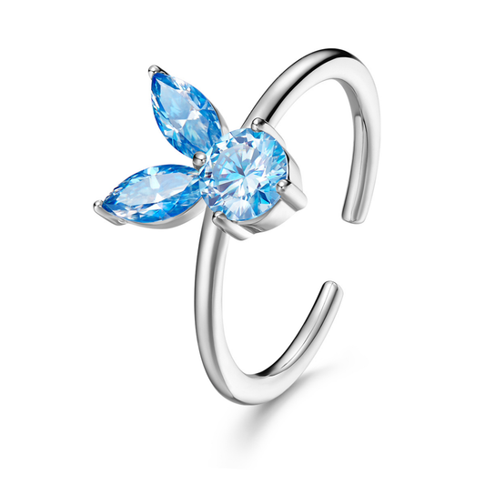 The White Rabbit Candy x Mia Liora Blue Moissanite Adult Ring in 925 Sterling Silver