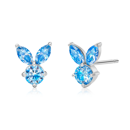The White Rabbit Candy x Mia Liora Blue Moissanite Adult Stud Earrings in 925 Sterling Silver