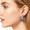 8.00ct Cushion-Cut Ocean Blue Gemstone & Lab-Grown Diamond Wing Earrings