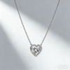 1.00 ct Heart Shape Lab-Grown Diamond Halo Pendant Necklace with 0.15 ct Side Stones