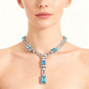Azure Luminance Ocean Blue Paraiba and Lab Grown Diamond Art Deco Necklace