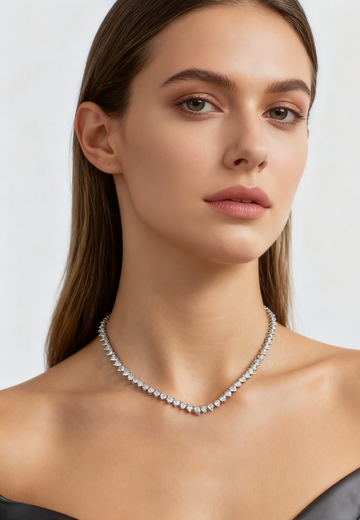 0.20 ct Heart Shape Prong Setting Lab Grown Diamond Tennis Necklace