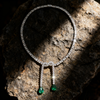 2.00ct Pear-Cut Emerald Drop & Lab-Grown Diamond Ribbon Necklace