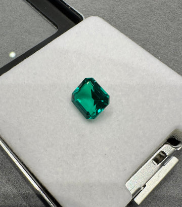 3.61 Carat Emerald Asscher Shape Lad Grown Gem Vivid Green Muzo Green Color 10*9mm