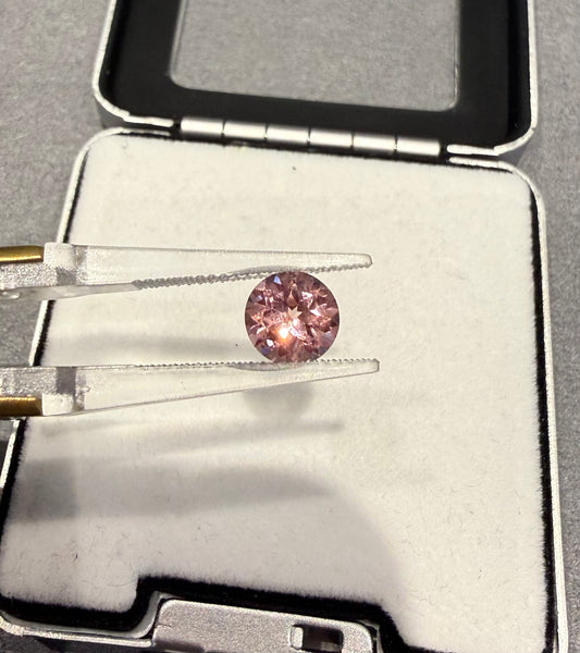 1.68 Carat Sapphire Round Shape  Lad Grown Gem Orangish Pink Padparadscha Color 7mm