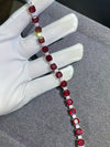 [Store Deal] Atelier 29.00 Carat Lab Grown Ruby Gemstone Tennis Bracelet 925 Sterling Silver (18K Gold Plated)