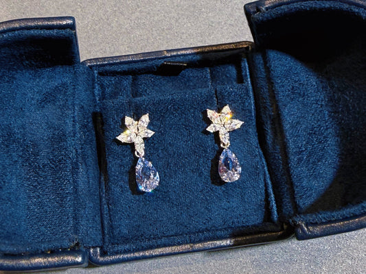 Atelier Gemstone 2.60 Carat Pear Cut Purple Aquamarine Drop Earrings Luxury 925 Sterling Silver 18K Gold Plated