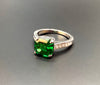 Atelier Gemstone 5.42 Carat Cushion Cut Lab Grown Green Tsavorite Garnet 4-Prong Solitaire Ring with Diamond Pavé 925 Sterling Silver (18K Gold Plated)