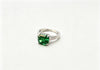 Atelier Gemstone 5.42 Carat Cushion Cut Lab Grown Green Tsavorite Garnet 4-Prong Solitaire Ring with Diamond Pavé 925 Sterling Silver (18K Gold Plated)