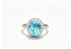 Atelier Gemstone 9.21 Carat Oval Cut Lab Grown Paraiba Halo Statement Ring Luxury 925 Sterling Silver 18K Gold Plated