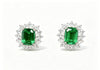 Atelier Gemstone 6.00 Carat Emerald Halo Stud Earrings Luxury 925 Sterling Silver 18K Gold Plated