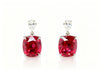 Atelier Gemstone 2.60 Carat Emerald Cut Ruby Drop Earrings Luxury 925 Sterling Silver 18K Gold Plated