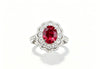 Atelier Gemstone 3.50 Carat Oval Cut Lab Grown Ruby Lace Design Halo Ring 925 Sterling Silver (18K Gold Plated)