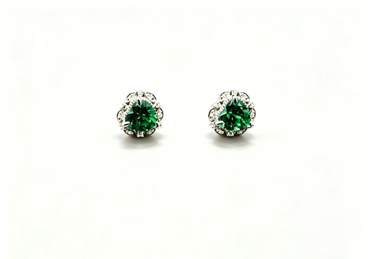 Atelier Gemstone 3.30 Carat Heart Cut Green Aquamarine Stud Earrings Luxury Gemstone 925 Sterling Silver 18K Gold Plated