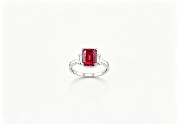 Atelier Gemstone 2.75 Carat Oval Cut Lab Grown Ruby Ring 925 Sterling Silver (18K Gold Plated)