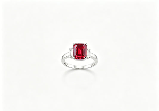 Atelier Gemstone 2.75 Carat Oval Cut Lab Grown Ruby Ring 925 Sterling Silver (18K Gold Plated)