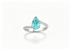 Atelier Gemstone 2.50 Carat Pear Cut Lab Grown Paraiba Statement Ring Luxury 925 Sterling Silver 18K Gold Plated