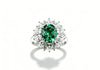 Atelier Gemstone 5.00 Carat Oval Cut Colombian Lab Grown Emerald Statement Luxury Halo Ring 925 Sterling Silver (18K Gold Plated)