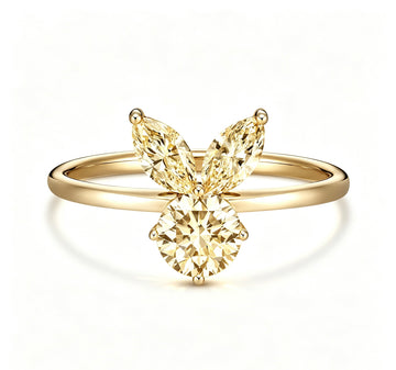 The White Rabbit Candy x Mia Liora Yellow Moissanite Adult Ring in 925 Sterling Silver with Yellow Gold Plating