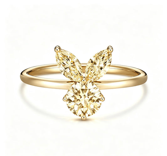 The White Rabbit Candy x Mia Liora Yellow Moissanite Adult Ring in 925 Sterling Silver with Yellow Gold Plating