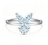 The White Rabbit Candy x Mia Liora Blue Moissanite Adult Ring in 925 Sterling Silver