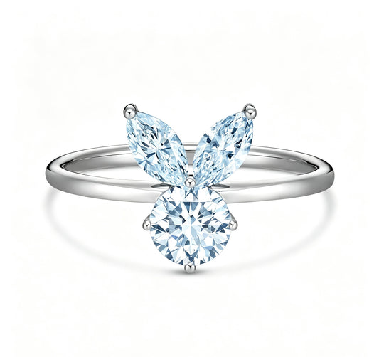 The White Rabbit Candy x Mia Liora Blue Moissanite Adult Ring in 925 Sterling Silver