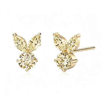 The White Rabbit Candy x Mia Liora Yellow Moissanite Adult Stud Earrings in 925 Sterling Silver with Yellow Gold Plating