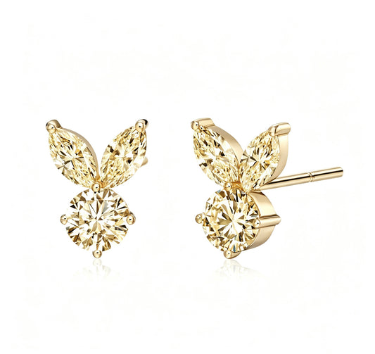 The White Rabbit Candy x Mia Liora Yellow Moissanite Adult Stud Earrings in 925 Sterling Silver with Yellow Gold Plating
