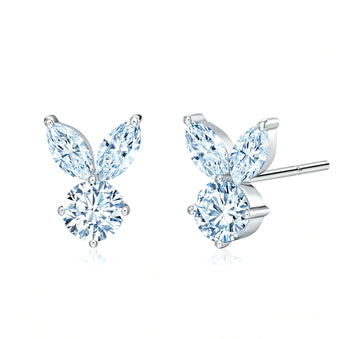 The White Rabbit Candy x Mia Liora Blue Moissanite Adult Stud Earrings in 925 Sterling Silver
