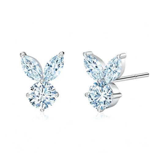 The White Rabbit Candy x Mia Liora Blue Moissanite Adult Stud Earrings in 925 Sterling Silver