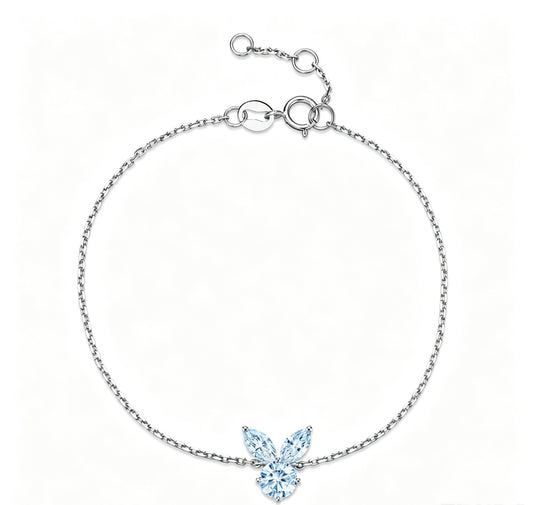 The White Rabbit Candy x Mia Liora Blue Moissanite Adult Bracelet in 925 Sterling Silver