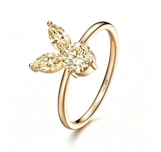The White Rabbit Candy x Mia Liora Yellow Moissanite Adult Ring in 925 Sterling Silver with Yellow Gold Plating