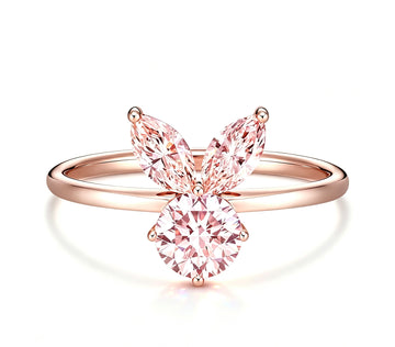 The White Rabbit Candy x Mia Liora Pink Moissanite Adult Ring in 925 Sterling Silver with Rose Gold Plating