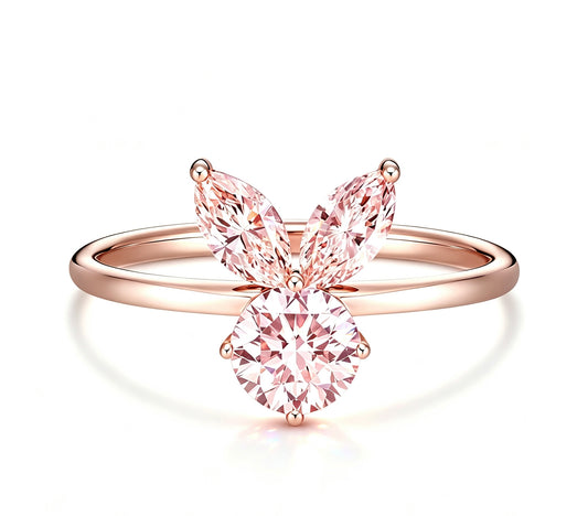 The White Rabbit Candy x Mia Liora Pink Moissanite Adult Ring in 925 Sterling Silver with Rose Gold Plating