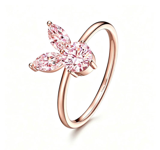 The White Rabbit Candy x Mia Liora Pink Moissanite Adult Ring in 925 Sterling Silver with Rose Gold Plating