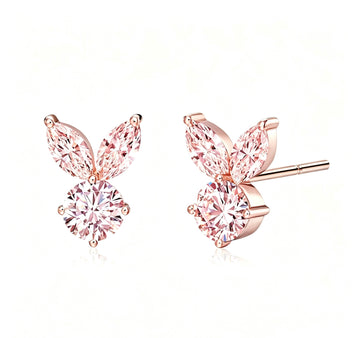 The White Rabbit Candy x Mia Liora Pink Moissanite Adult Stud Earrings in 925 Sterling Silver with Rose Gold Plating