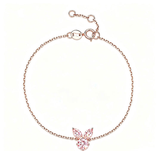 The White Rabbit Candy x Mia Liora Pink Moissanite Adult Bracelet in 925 Sterling Silver with Rose Gold Plating