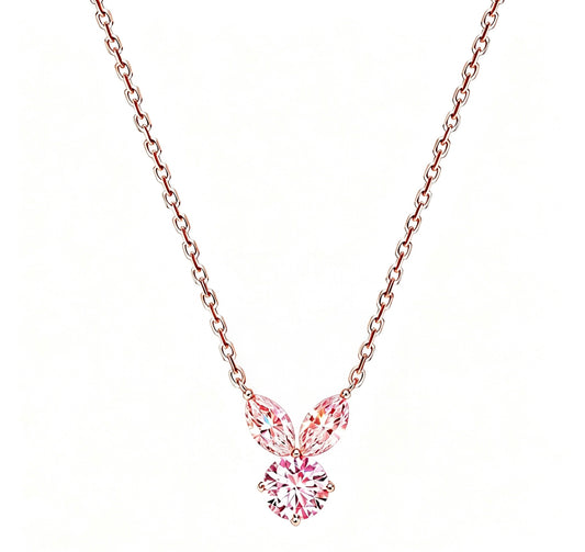 The White Rabbit Candy x Mia Liora Pink Moissanite Adult Pendant in 925 Sterling Silver with Rose Gold Plating
