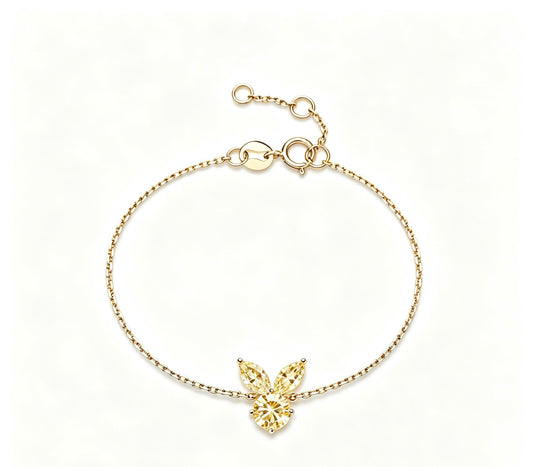 The White Rabbit Candy x Mia Liora Yellow Moissanite Children's Bracelet in 925 Sterling Silver with Yellow Gold Plating
