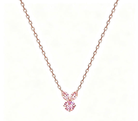 The White Rabbit Candy x Mia Liora Pink Moissanite Children's Pendant in 925 Sterling Silver with Rose Gold Plating